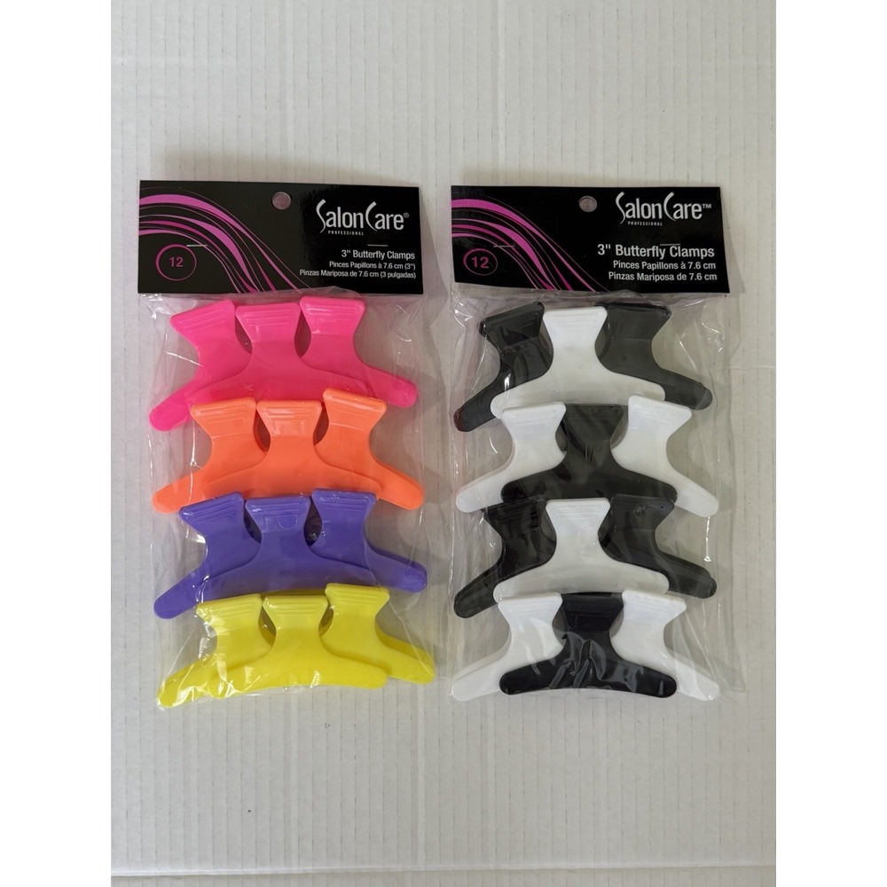 Salon Care Professional 3" Butterfly Clamps 2 Sets of 12